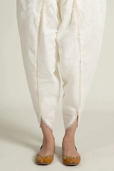 Cream White Laced Tulip Shalwar