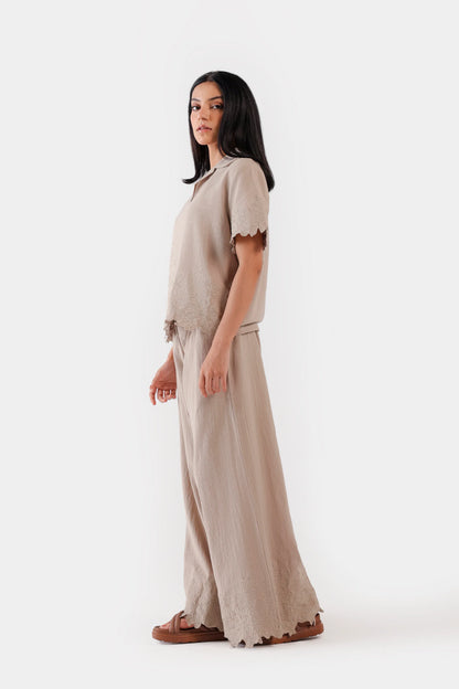 Embroidered Scalloped Top - Cougar Clothing