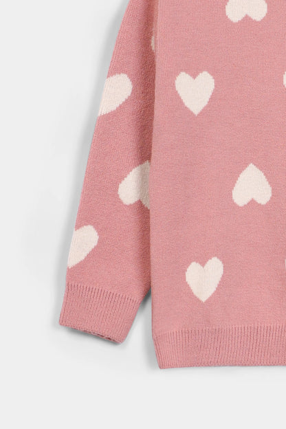 Heart Jacquard Knit Sweater