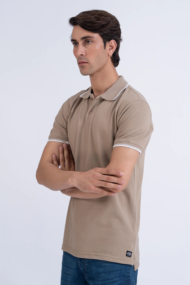 Beige Tipped Polo