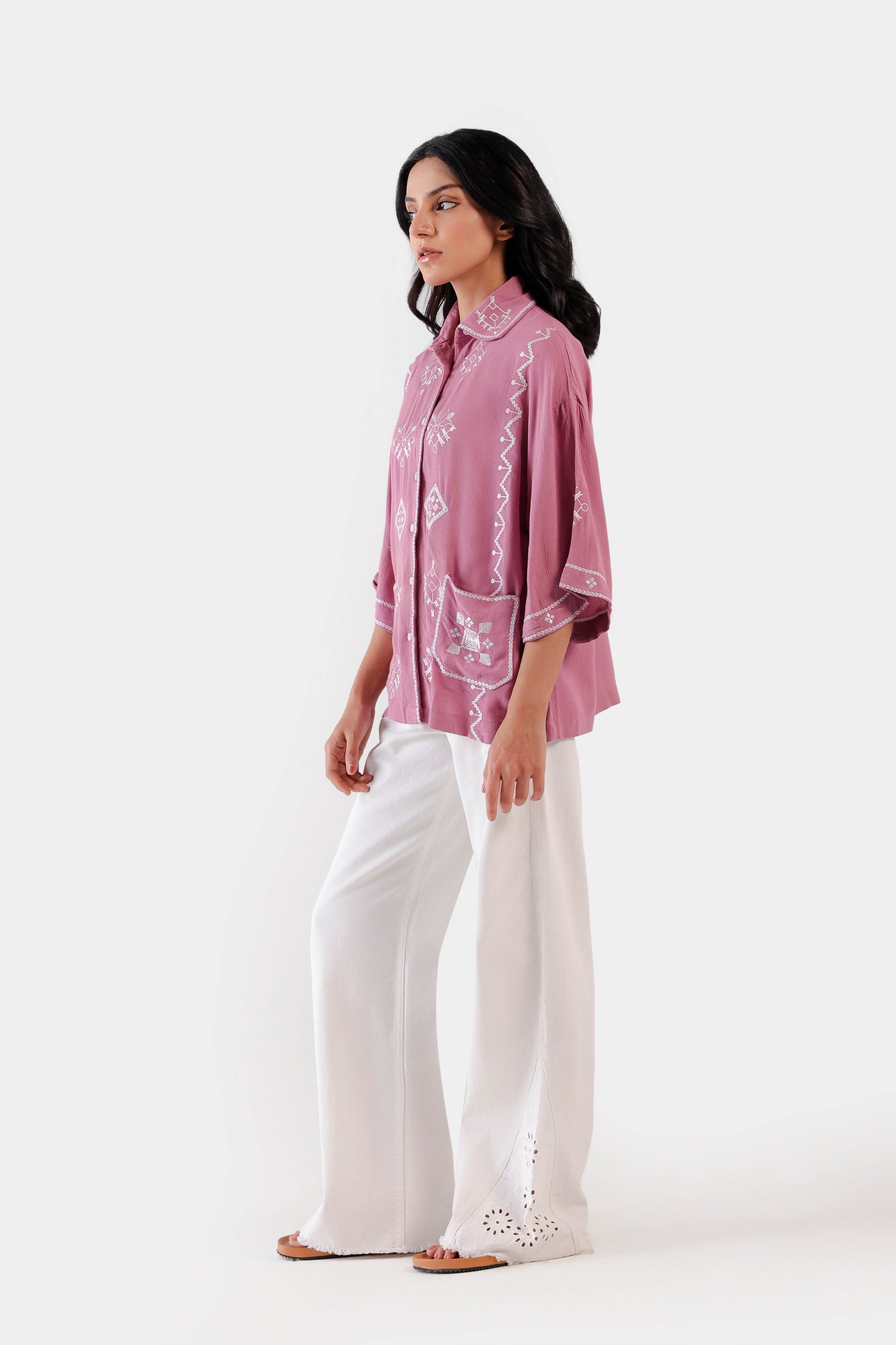 Viscose Blend Embroidered Shirt - Cougar Clothing