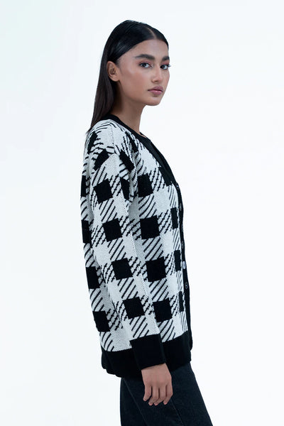 Black Checkered Cardigan