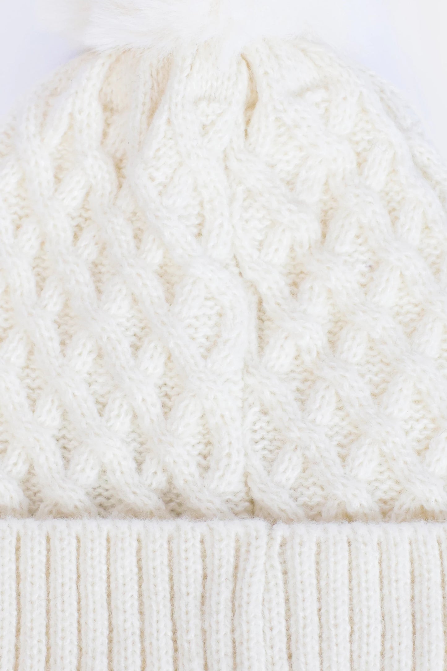 Criss-Cross Knit Pom-Pom Beanie - Cougar Clothing