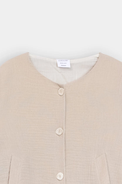 Button Top With Balloon Sleeves - Cougar Clothing