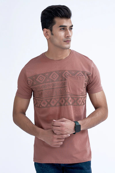 Clove Brown Tribal Print T-Shirt