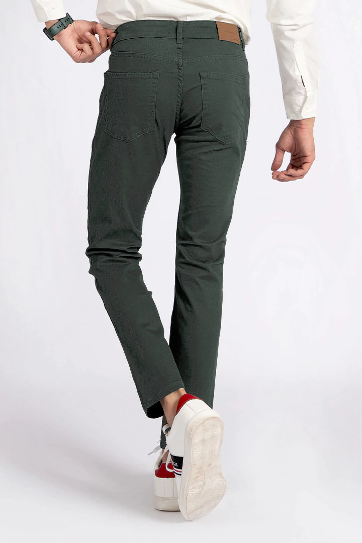 Green Five Pockets Slim Fit Pants