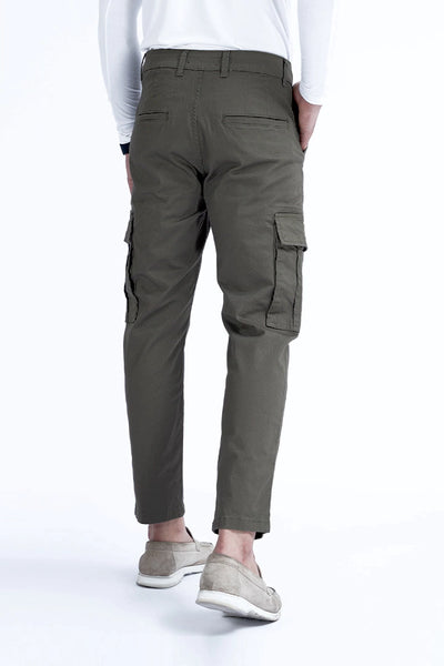 Olive Slim Fit Cargo Woven Trousers
