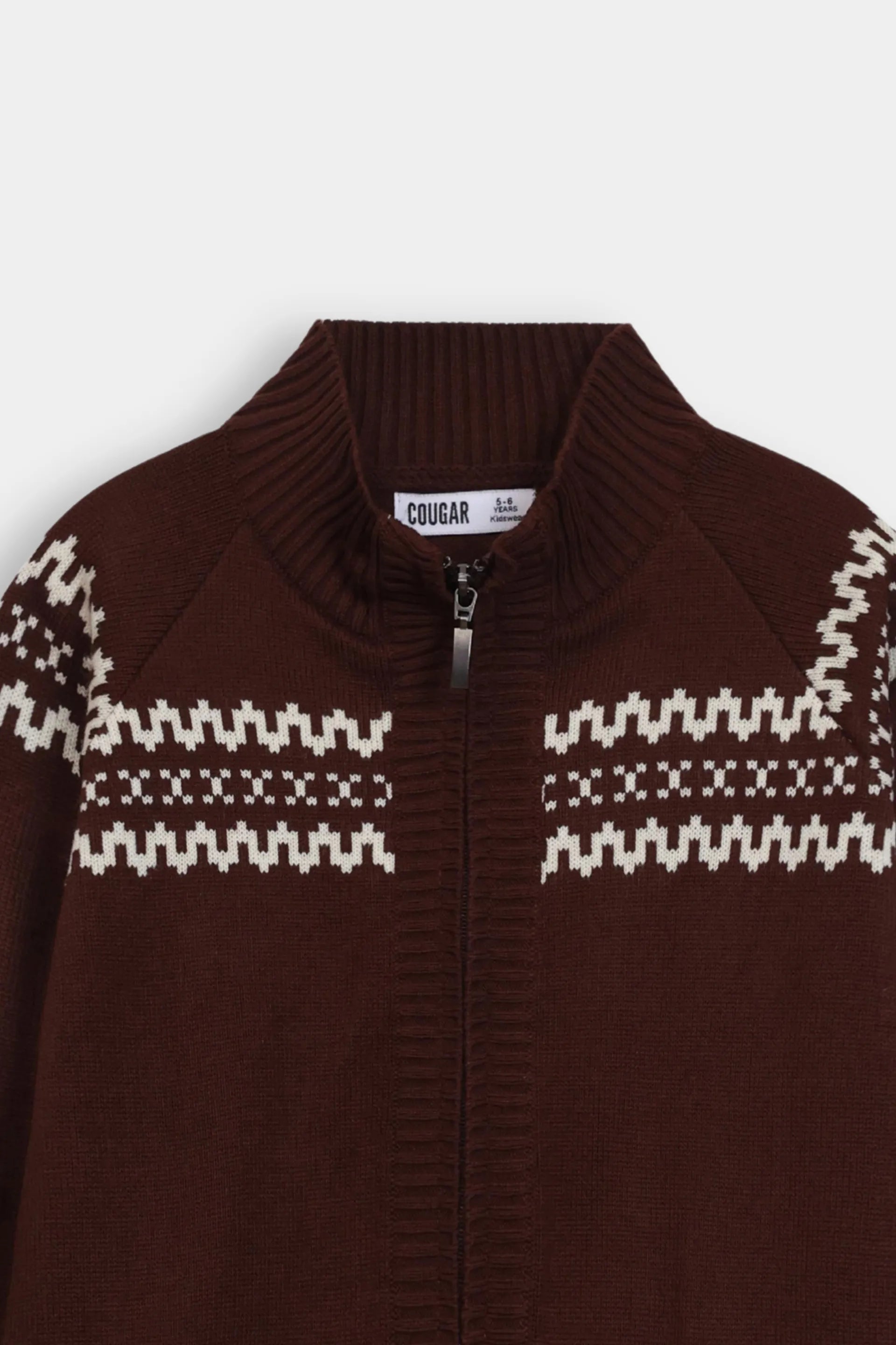 Jacquard Knit Zip-Up Cardigan - Cougar Clothing