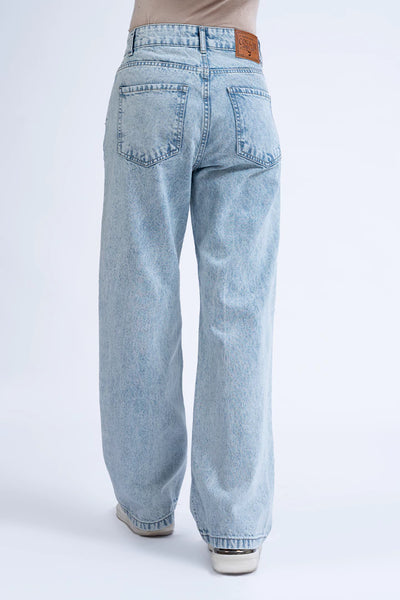 Light Blue Ripped Straight Fit Jeans