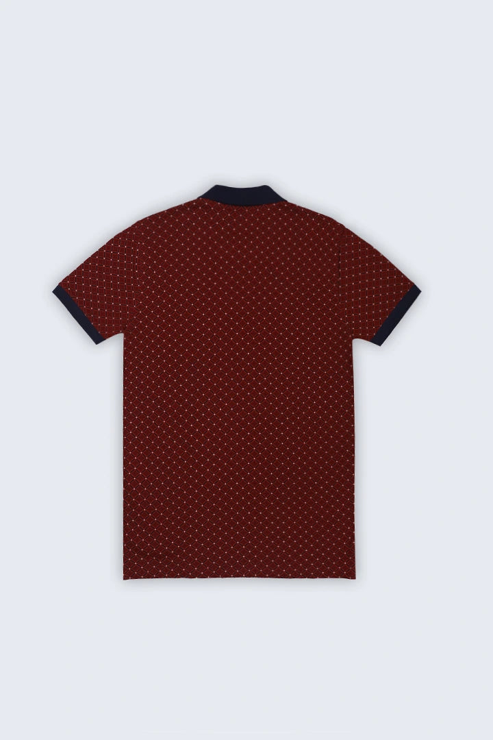 Red Printed Polo
