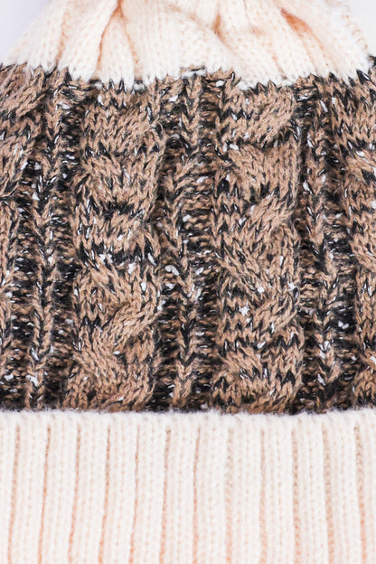 Patterned Knit Pom-Pom Beanie - Cougar Clothing