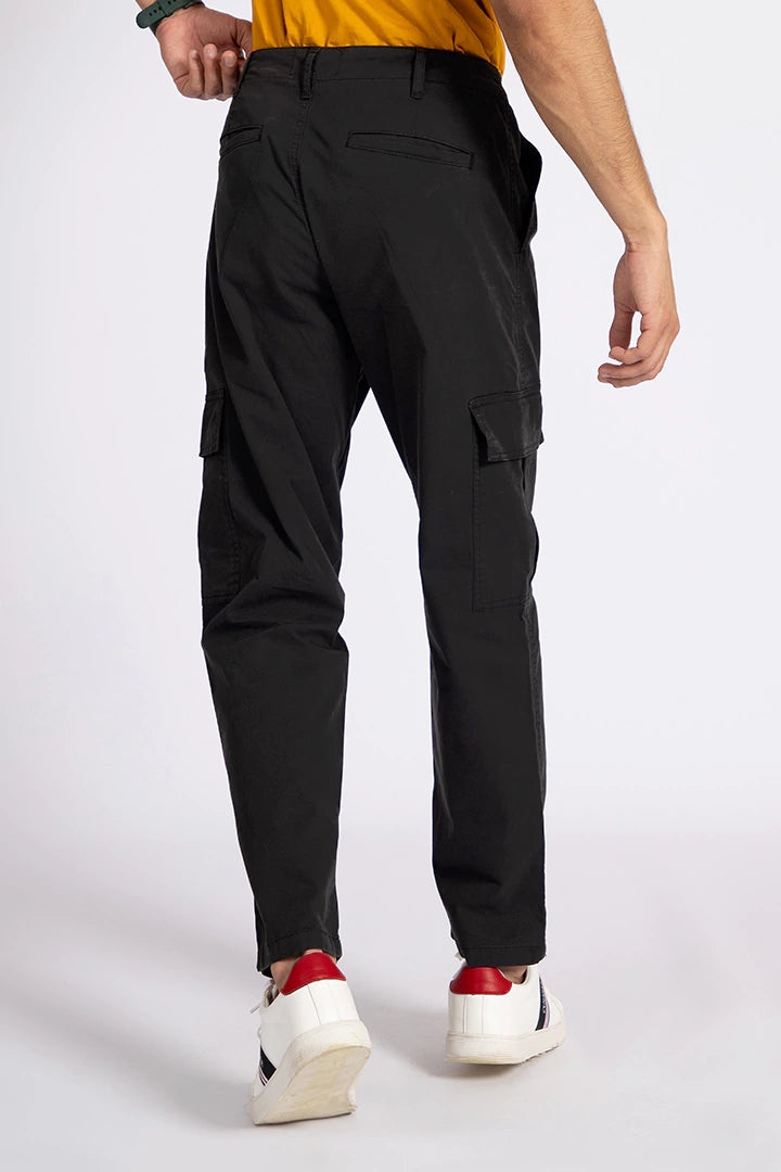 Black Cargo Relax Fit Trousers