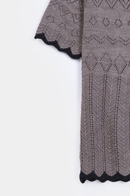 Scalloped Crochet Knit Cardigan - Cougar Clothing