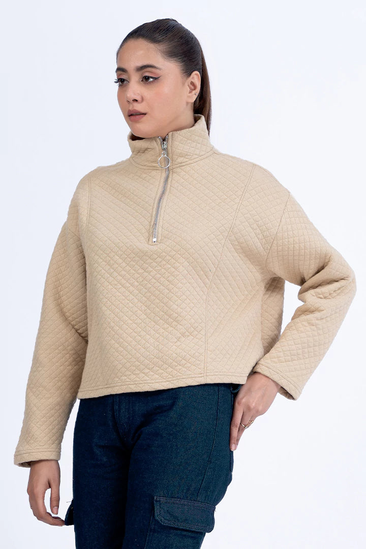 Cropped Half Zipper Sweatshirt