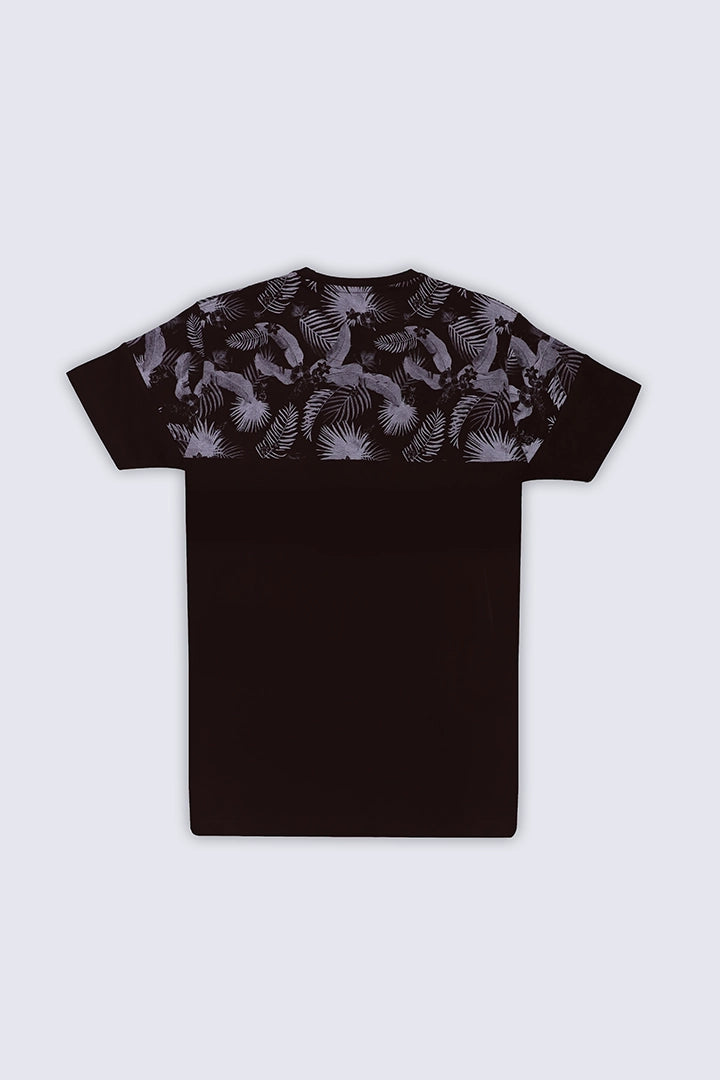 Chocolate Printed Paneled T-Shirt