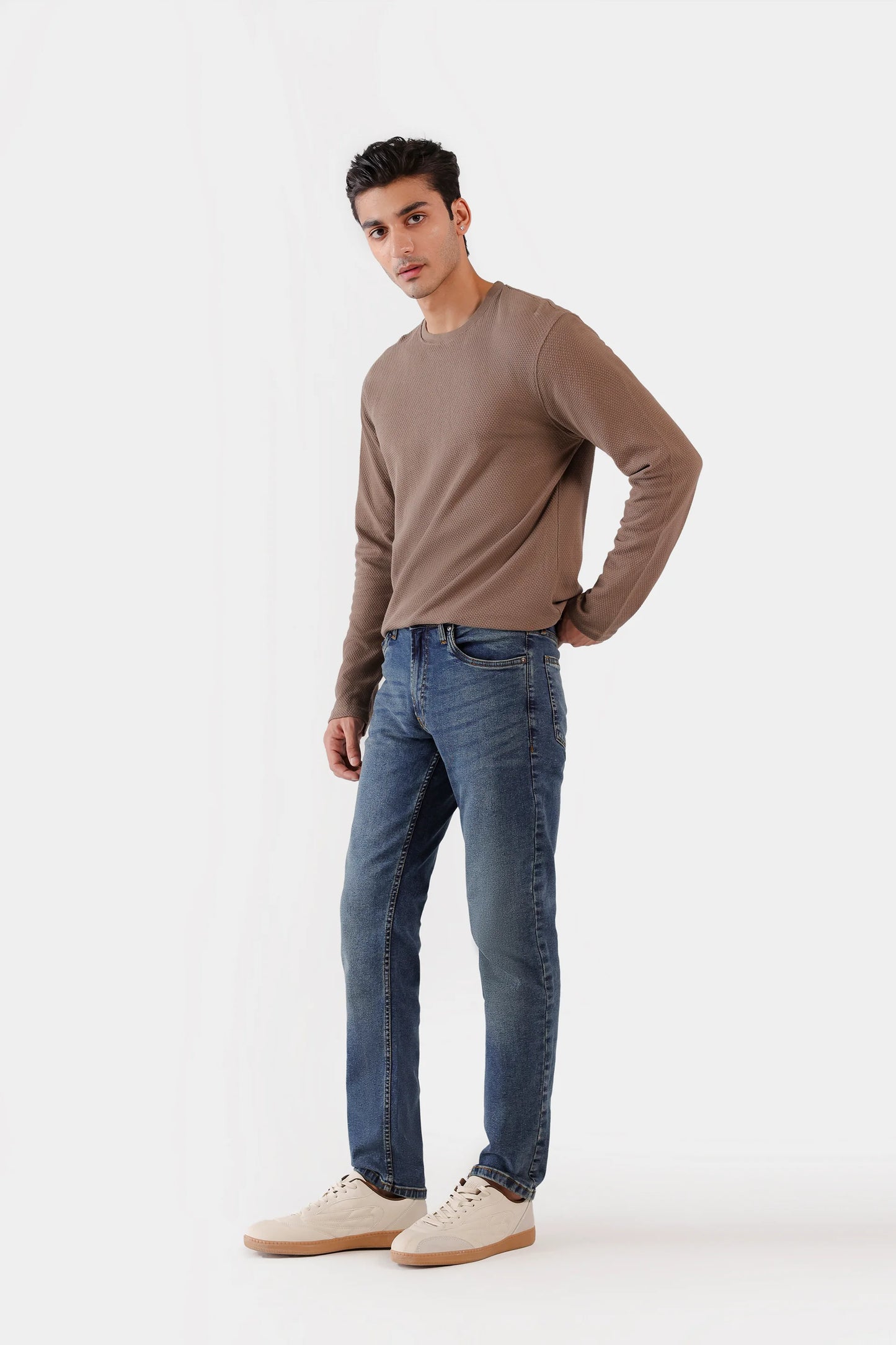 Slim Fit Jeans With Whiskers - Cougar Clothing