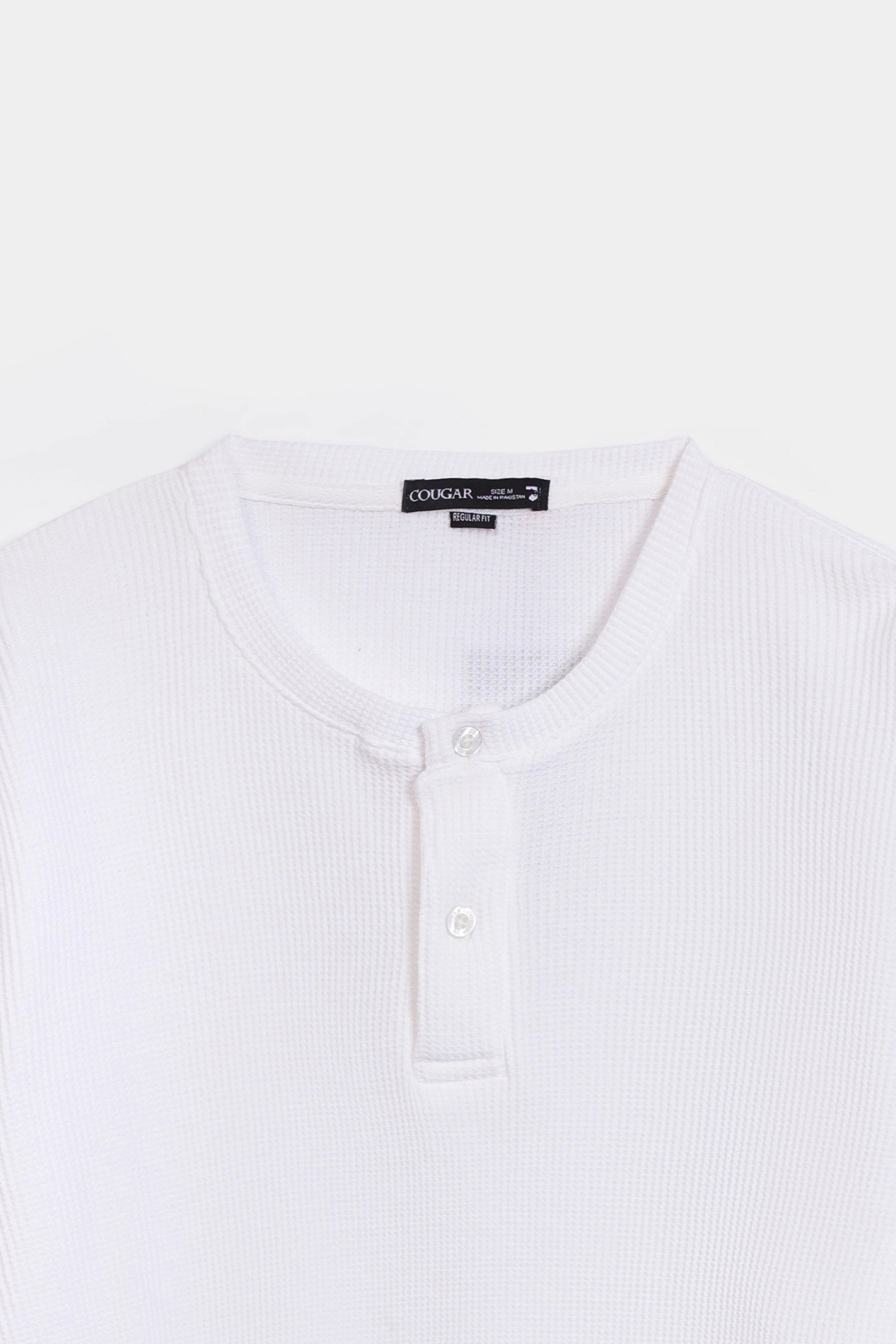 Waffle Knit Henley T-Shirt - Cougar Clothing