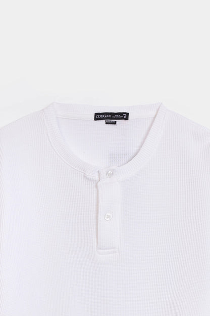 Waffle Knit Henley T-Shirt - Cougar Clothing