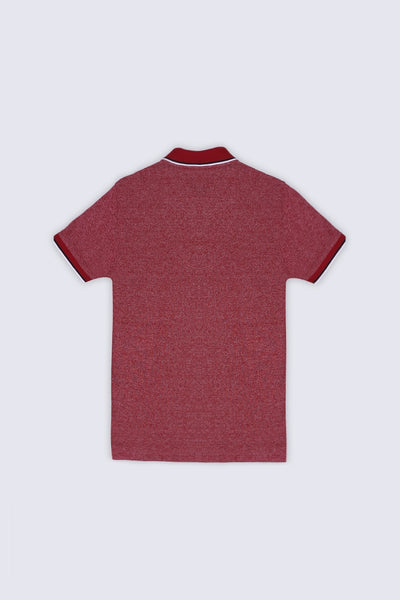 Melange Embroidered Red Polo
