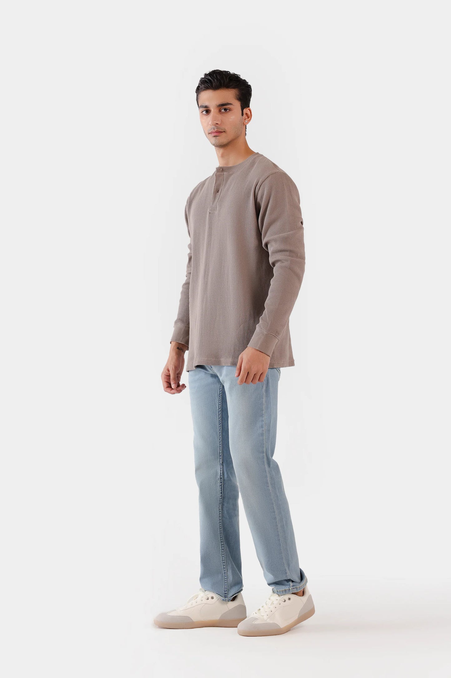 Waffle Knit Henley T-Shirt - Cougar Clothing