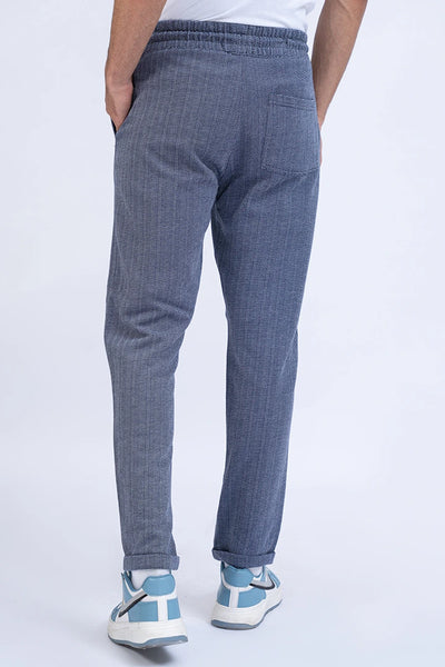 Navy Slim Fit Knitted Trousers