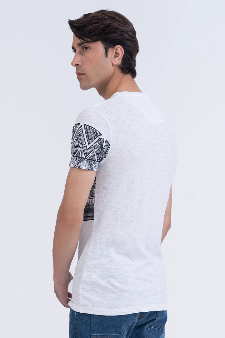 White Geometrical Printed T-Shirt