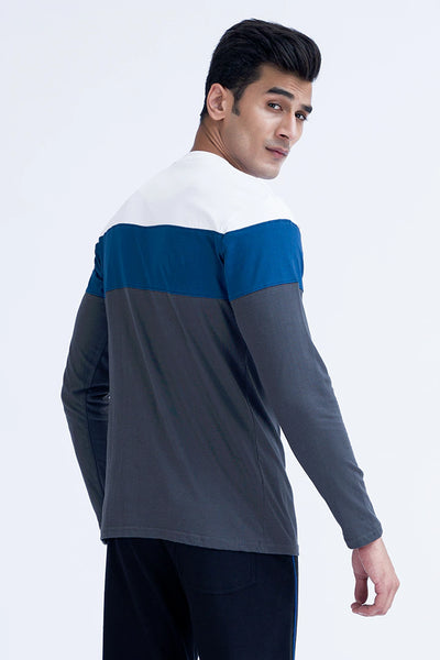 Steel Grey Color Block T-Shirt