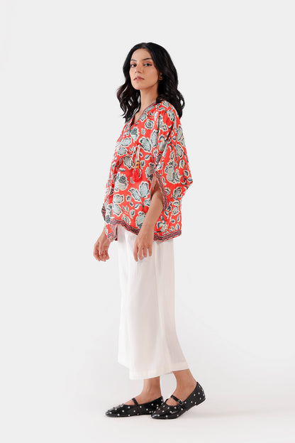 Charmeuse Silk Printed Top - Cougar Clothing