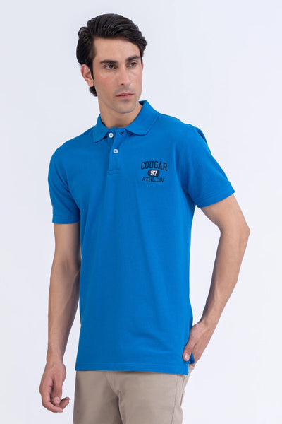 Blue Embroidered Polo