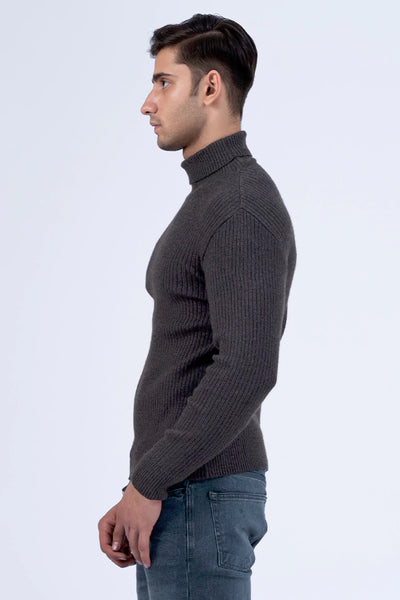 Charcoal High Neck Knitted Sweater