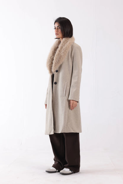 Long Coat With Detachable Faux Fur - Cougar Clothing
