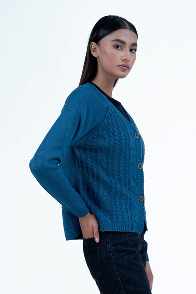 Turkish Blue Button Down Cardigan
