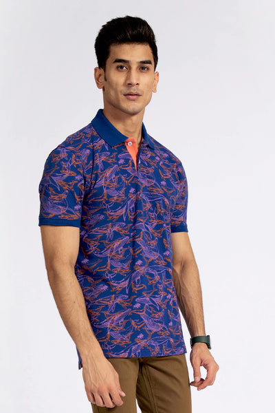 Royal Blue Printed Polo