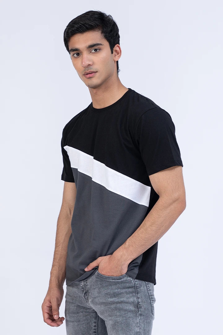 Diagonal Striped Relaxed Fit T-Shirt