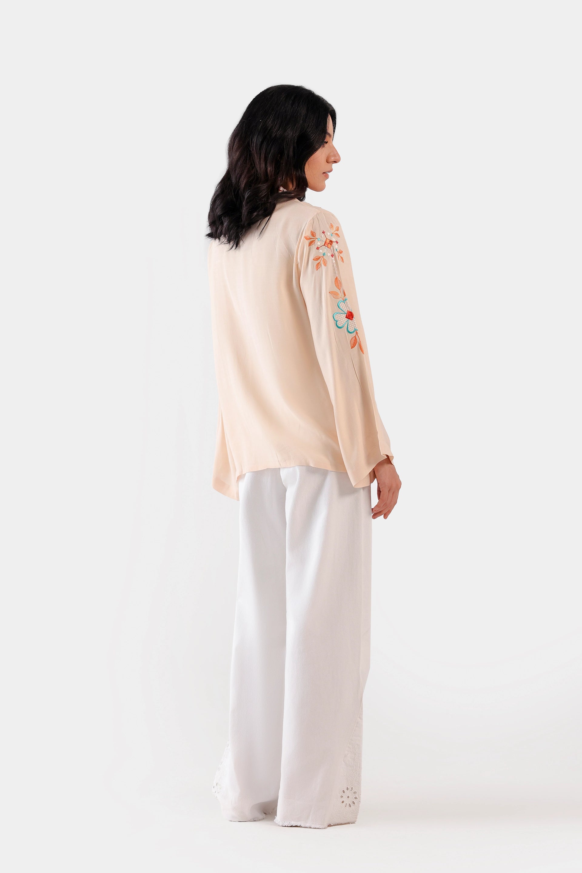 Raw Silk Embroidered Button Down - Cougar Clothing