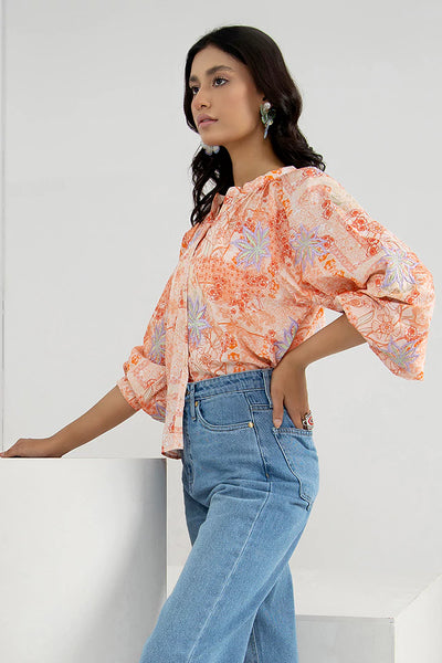 Peach Embroidered Top