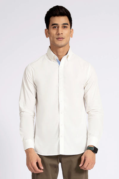 White Regular Fit Casual Shirt