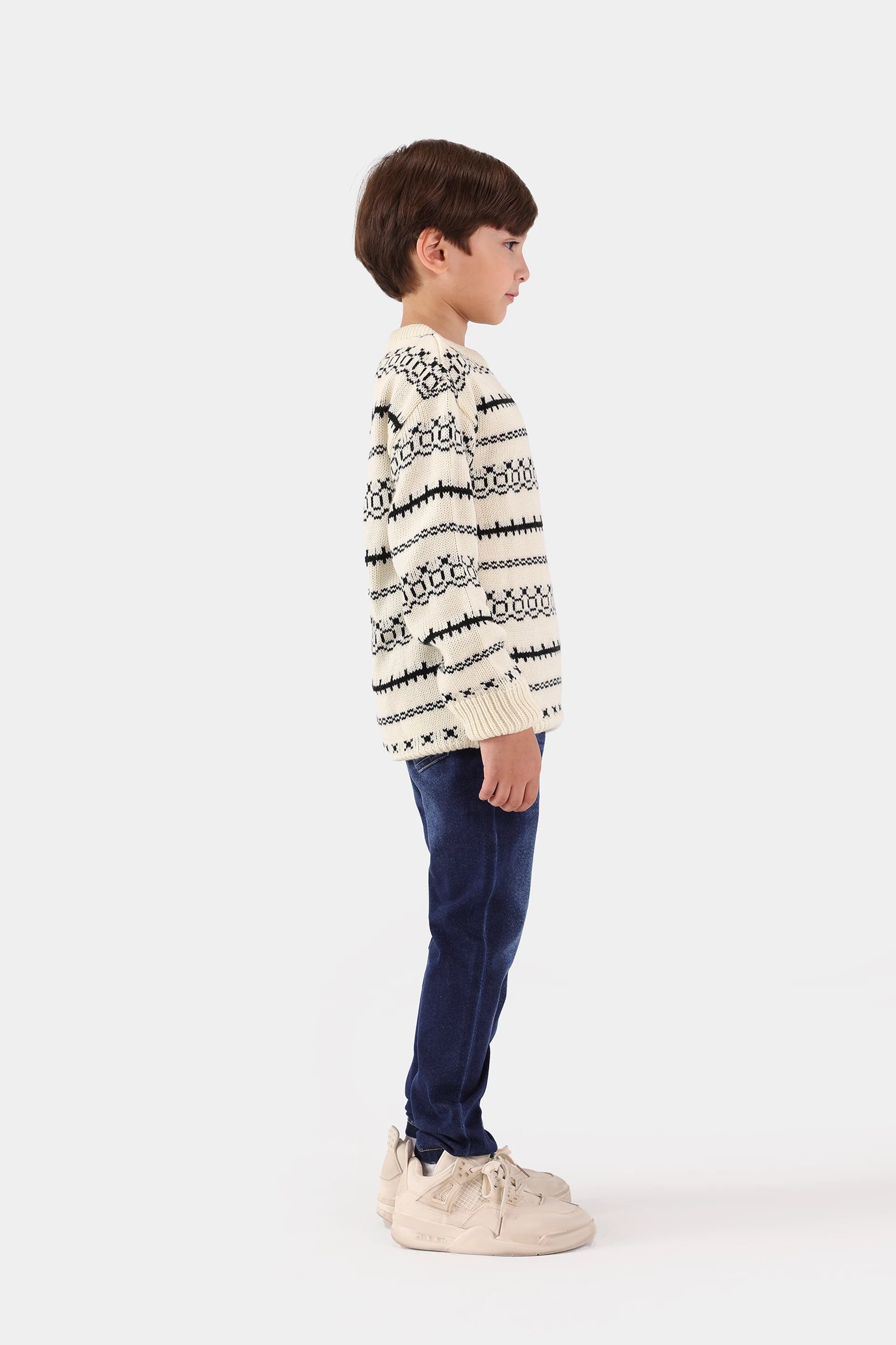 Contrast Pattern Knit Sweater - Cougar Clothing