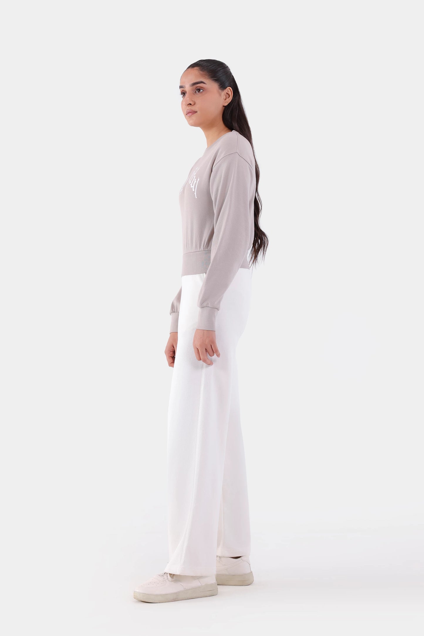 Cropped Text Print Sweatshirt - Cougar Clothing