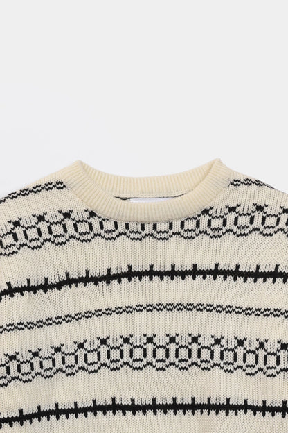 Contrast Pattern Knit Sweater - Cougar Clothing