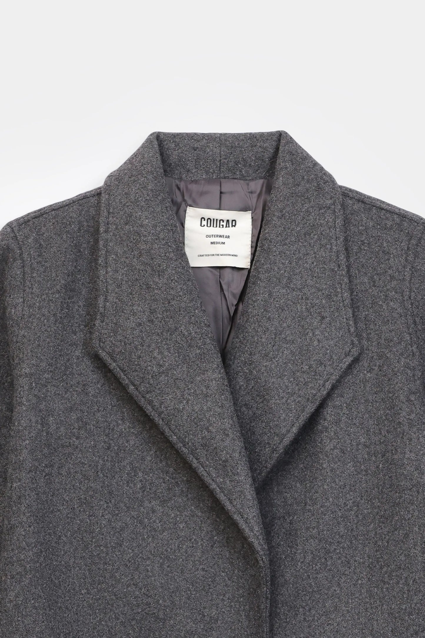 Wool Blend Coat With Lapel Collar - Cougar Clothing