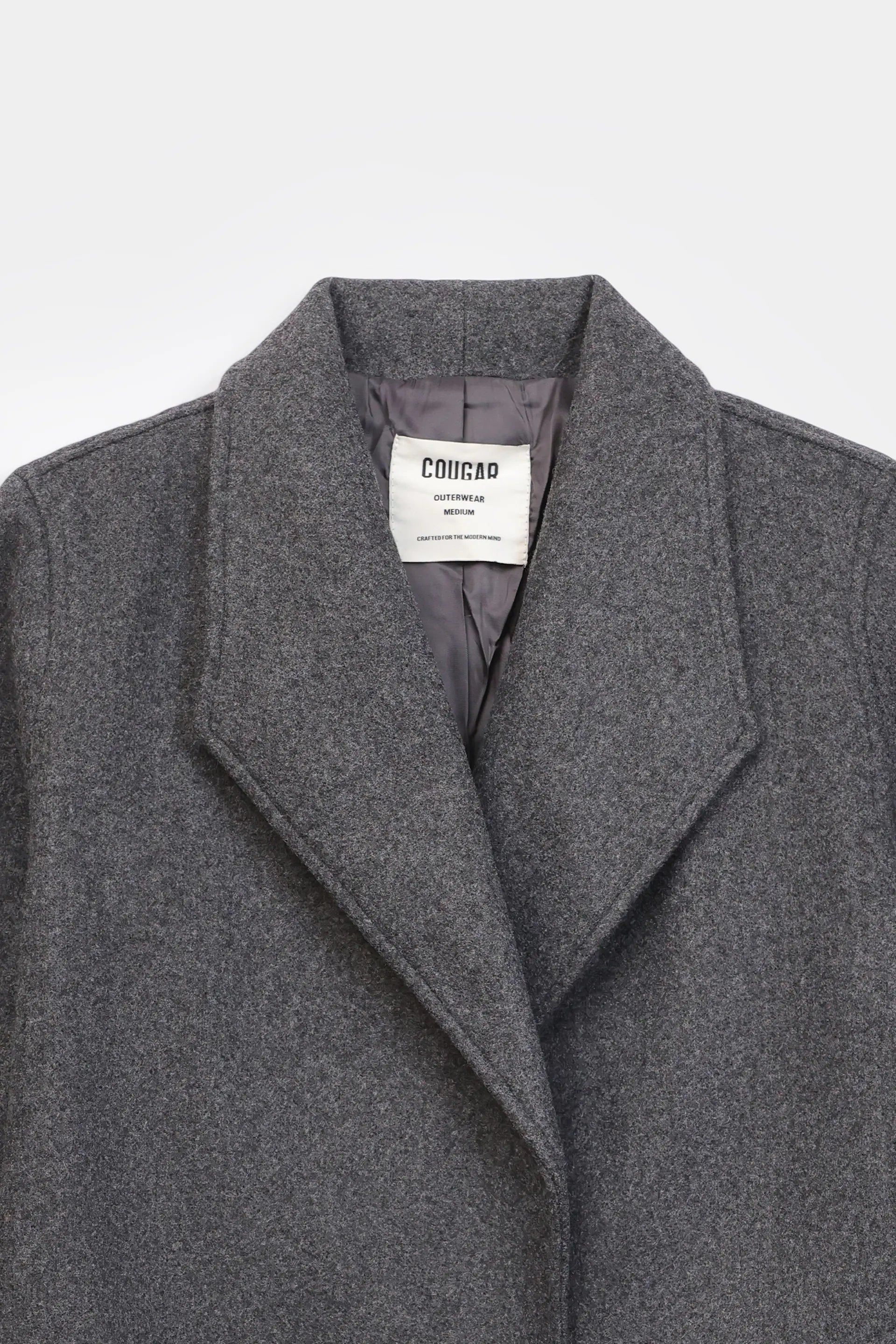 Wool Blend Coat With Lapel Collar - Cougar Clothing