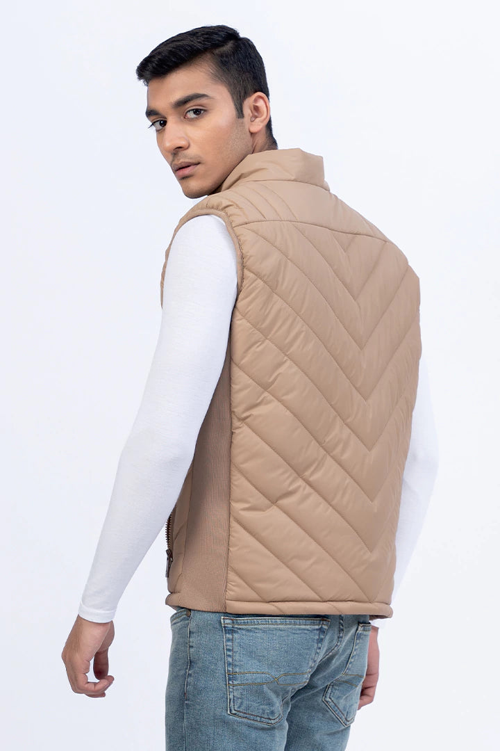 Beige Padded Gilet Jacket