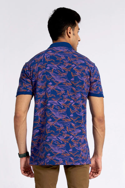 Royal Blue Printed Polo