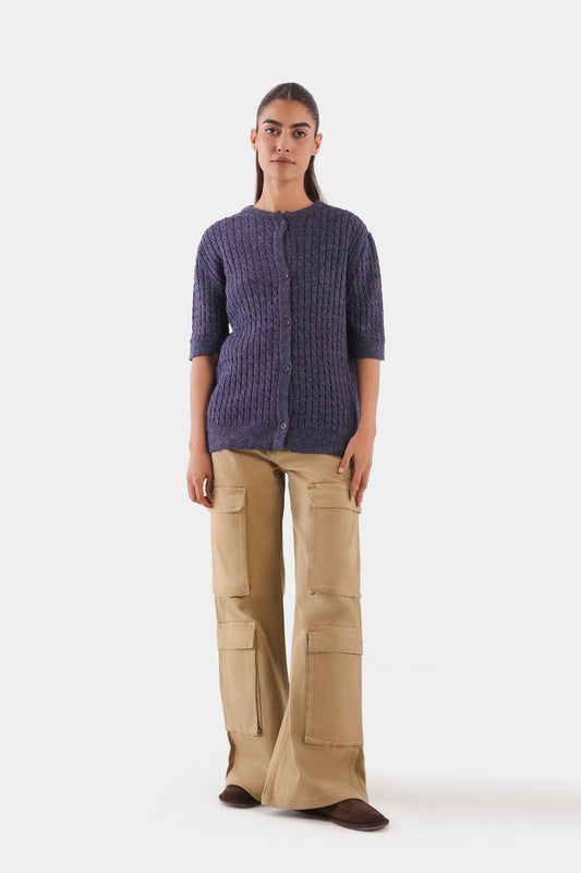 Cable Knit Short Sleeved Cardigan