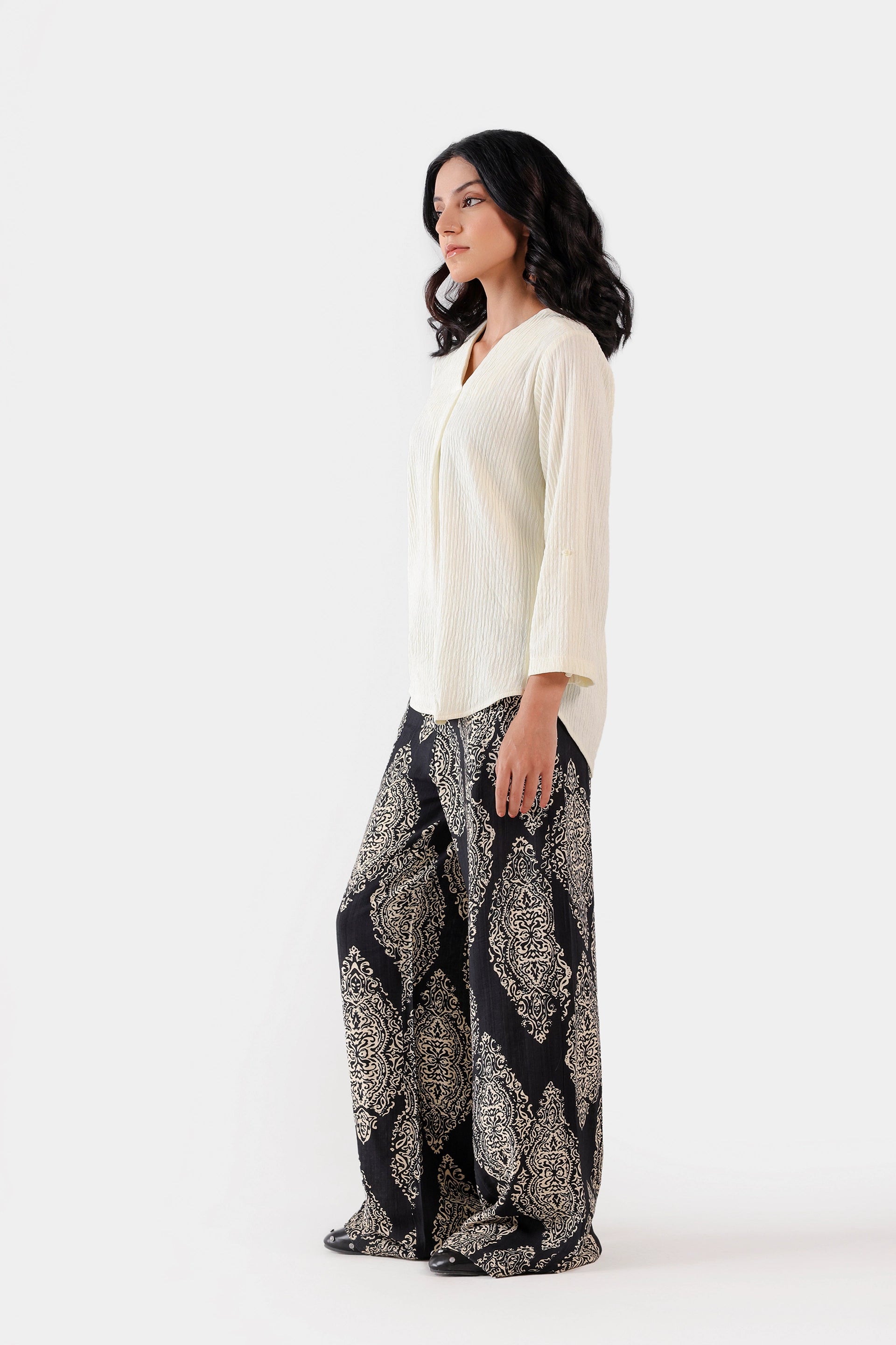 Textured V-neck Top - Cougar Clothing