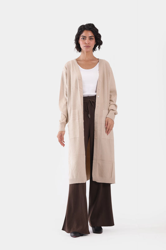Textured Knit Long Cardigan - Cougar Clothing