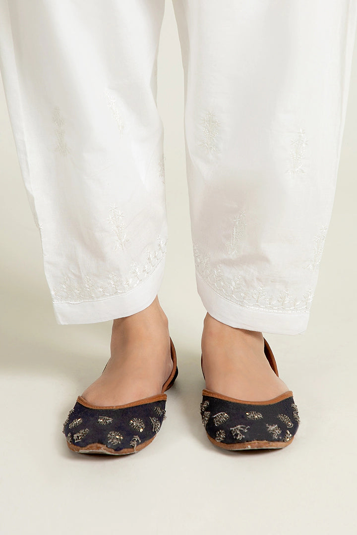 Embroidered White Belted Shalwar