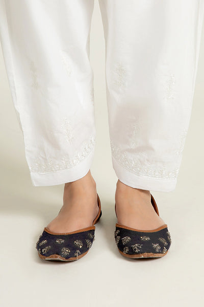 Embroidered White Belted Shalwar