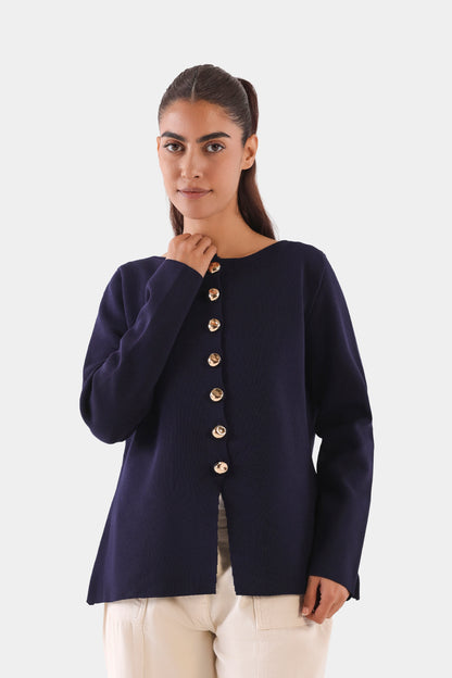 Cardigan With Golden Tone Buttons